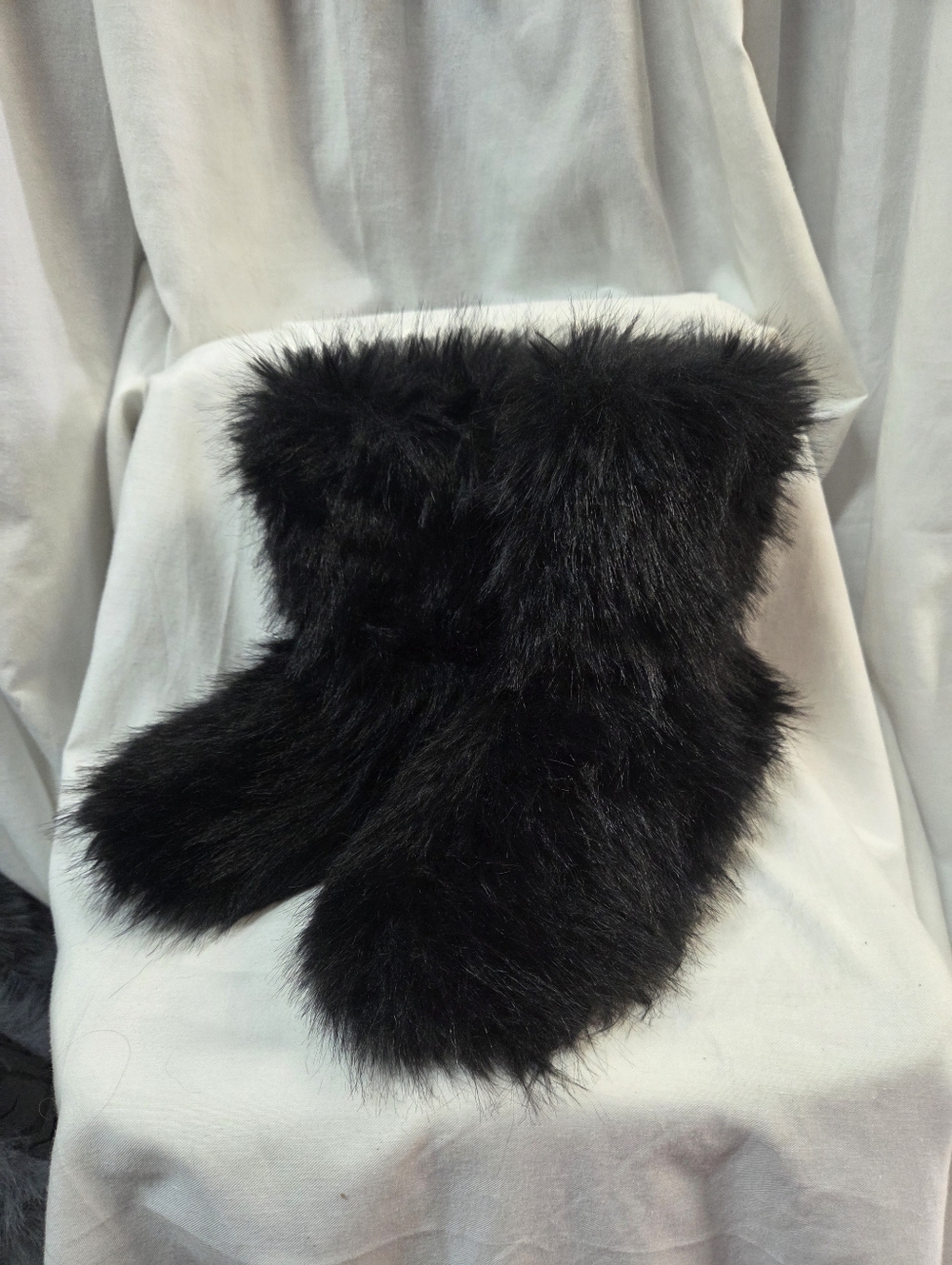 Faux Fur Black Cozy Boot Slippers